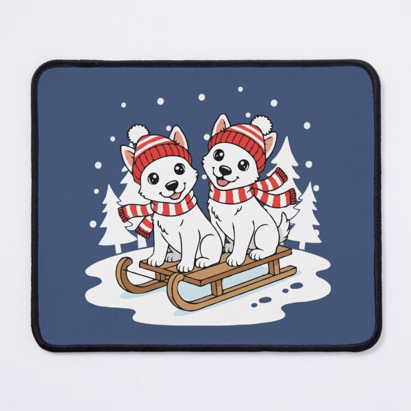 Item preview, Cute American Eskimo Sledding Puppy - Happy Winter Puppy designed and sold by The Real Life Symphony.