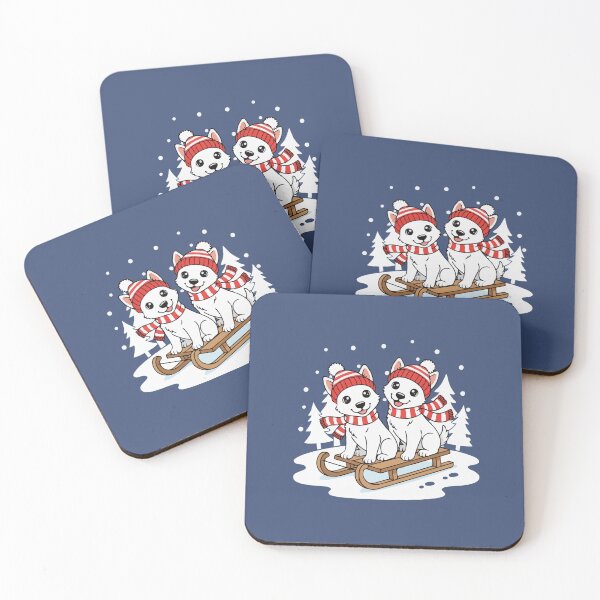 Item preview, Cute American Eskimo Sledding Puppy - Happy Winter Puppy designed and sold by The Real Life Symphony.