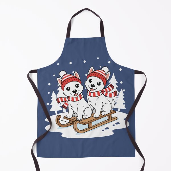 Item preview, Cute American Eskimo Sledding Puppy - Happy Winter Puppy designed and sold by The Real Life Symphony.