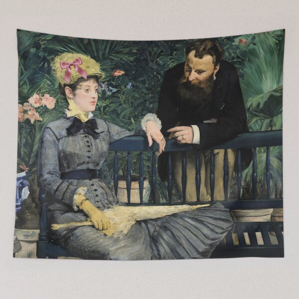 Item preview, Coquette In the Conservatory - Manet Impressionist Art Parody with Pink Bow designed and sold by Open Canvas.