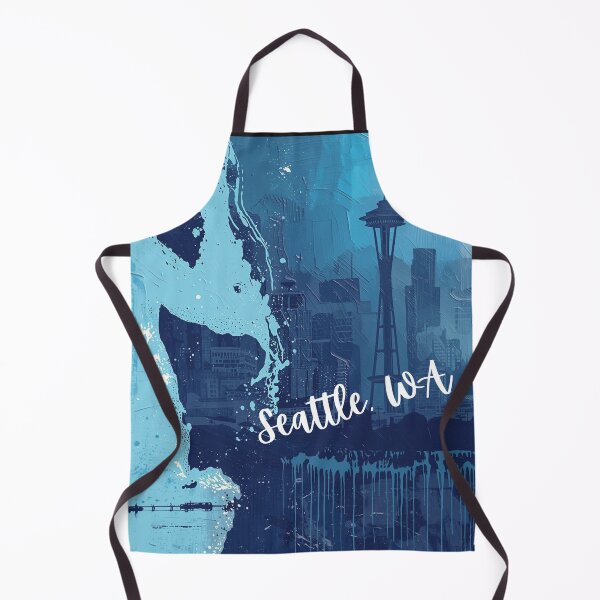 Item preview, Abstract Blue Seattle Skyline Painting with Space Needle | Modern Dripping Art designed and sold by TitanRN.