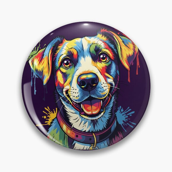 Item preview, A vibrant and expressive pop art dog illustration filled with bold colors and playful paint splashes. designed and sold by AmsaOza.