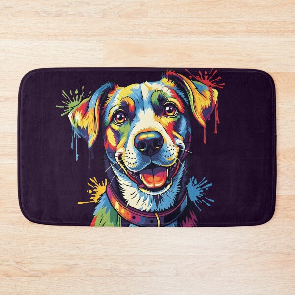 Item preview, A vibrant and expressive pop art dog illustration filled with bold colors and playful paint splashes. designed and sold by AmsaOza.
