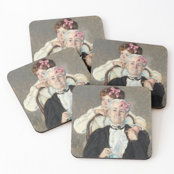 Item preview, Coquette Grandmother and Grandson - Mary Cassatt Impressionist Art Parody with Pink Bows designed and sold by Open Canvas.