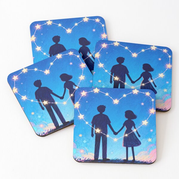 Item preview, Constellation Heart Lovers – Starry Night Couple Art, Cosmic Love Illustration designed and sold by HappySproutArt.
