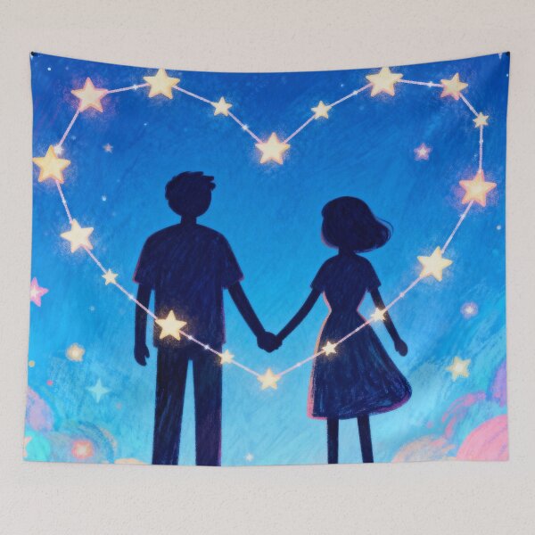 Item preview, Constellation Heart Lovers – Starry Night Couple Art, Cosmic Love Illustration designed and sold by HappySproutArt.