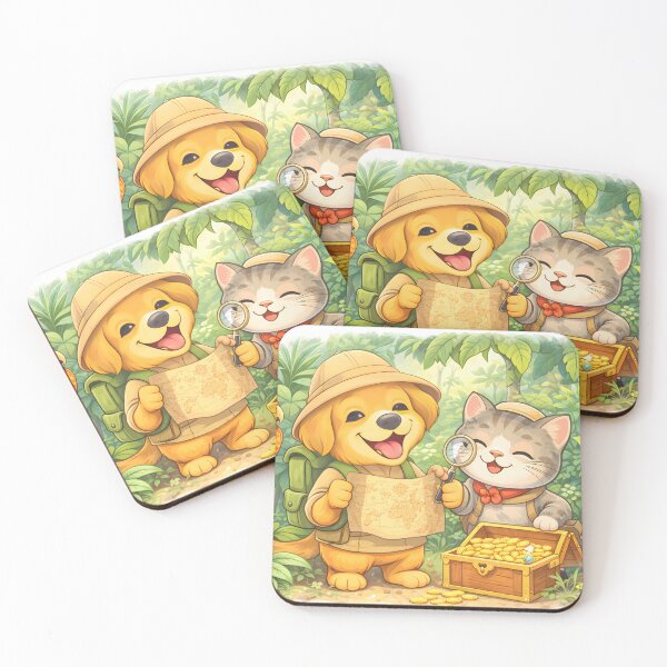 Item preview, Adventure Pals – Cute Dog & Cat Treasure Hunt Illustration designed and sold by Furfolkz.