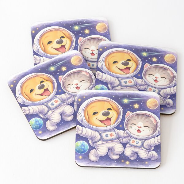 Item preview, Space Pals – Cute Dog & Cat Astronaut Adventure Illustration designed and sold by Furfolkz.