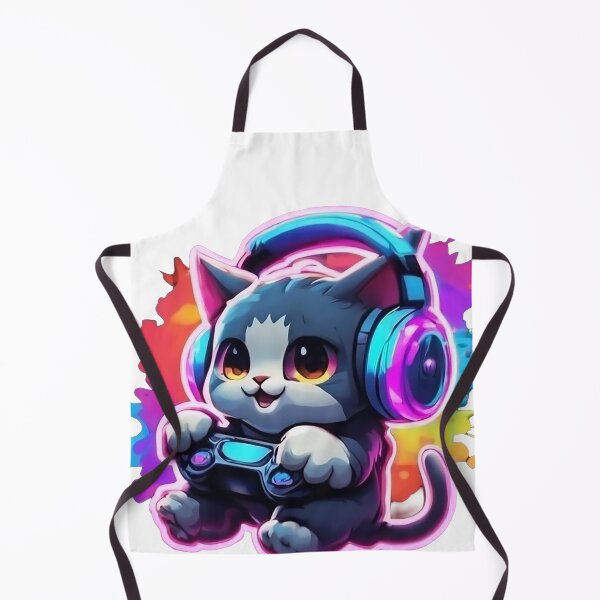 Item preview, Copy of Cute Gaming Cat with Headphones – Neon Gamer Kitten Art designed and sold by Articooler.