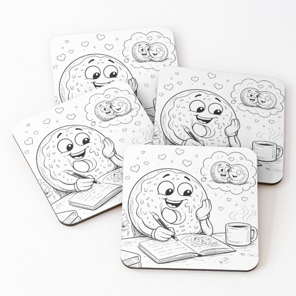 Item preview, Love Letter Donut – Cute Valentine Journal Doodle (Black & White Line Art) designed and sold by ComedyInkFactor.