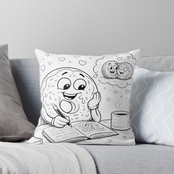 Item preview, Love Letter Donut – Cute Valentine Journal Doodle (Black & White Line Art) designed and sold by ComedyInkFactor.