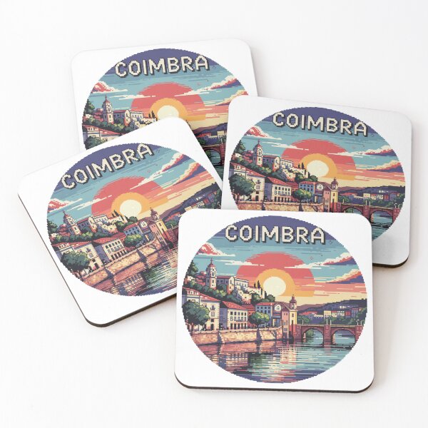 Item preview, Coimbra Portugal Pixel Art Sunset - Retro 8-Bit Portuguese Cityscape designed and sold by CircinusStore.