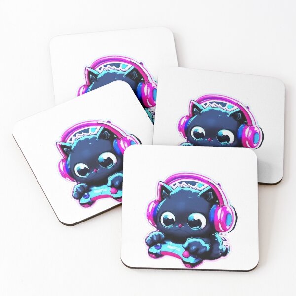Item preview, Copy of Cute Black Gamer Cat with Headphones – Neon Gaming Kitty Art designed and sold by Articooler.