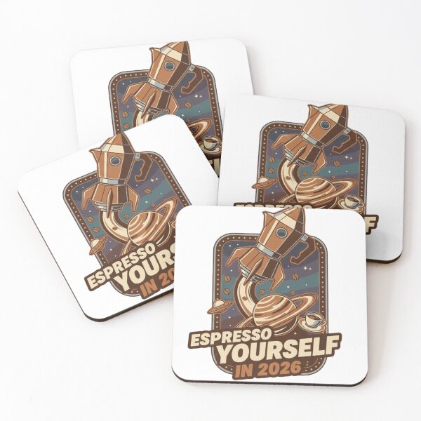 Item preview, Espresso Yourself in 2026 – Coffee Rocket Space Pun Design designed and sold by RonBear-Designs.