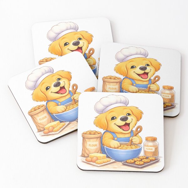 Item preview, Cute Baker Dog Illustration – Adorable Golden Retriever Baking Cookies designed and sold by Furfolkz.