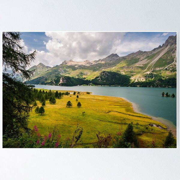 Item preview, Sailboats on Alpine Lake with Forests, Meadows and Mountain Peaks in Switzerland designed and sold by svanaerschot.