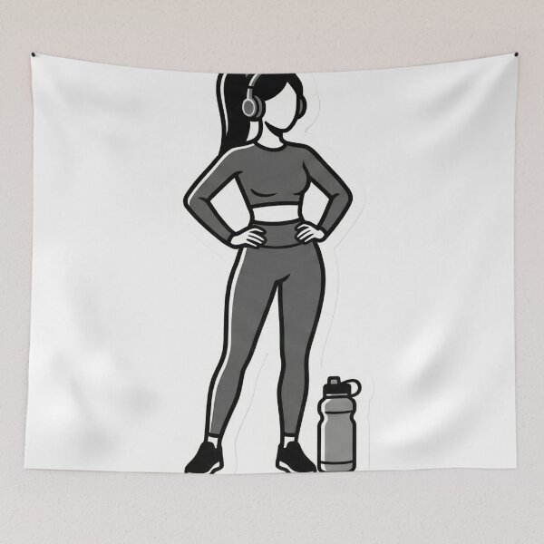 Item preview, Athleisure Aesthetic Stick Figure Gym Girl Pilates Wellness Vibe Cute Workout Fashion designed and sold by StickyGuys.