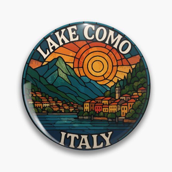 Item preview, Lake Como Italy Retro Stained Glass Travel designed and sold by TomFrontierArt.