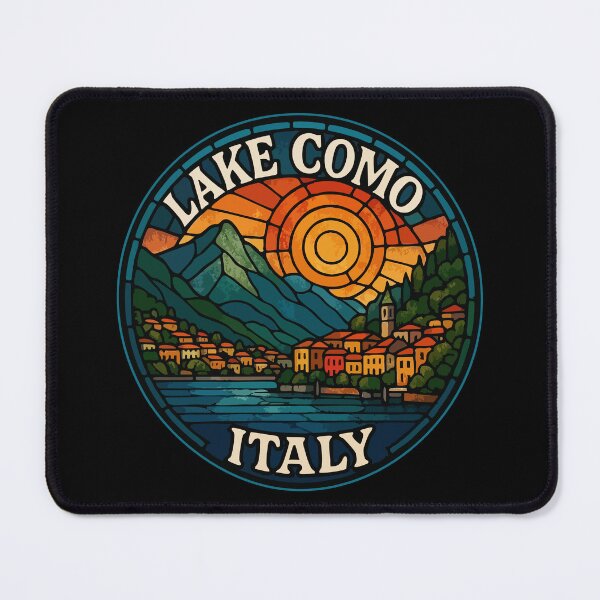 Item preview, Lake Como Italy Retro Stained Glass Travel designed and sold by TomFrontierArt.