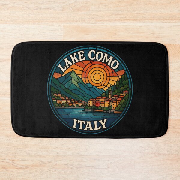 Item preview, Lake Como Italy Retro Stained Glass Travel designed and sold by TomFrontierArt.