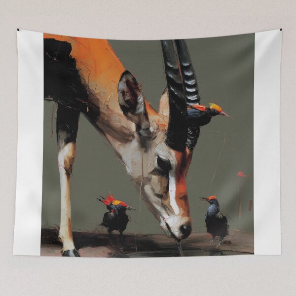 Item preview, Grazing Gazelle with Birds designed and sold by lautir.