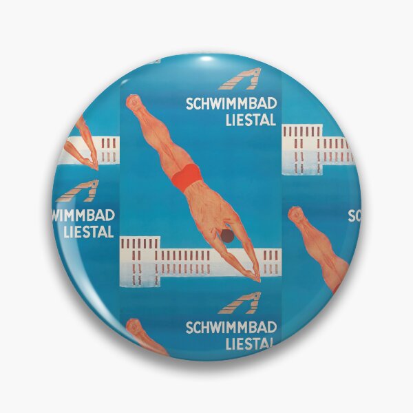 Item preview, Schwimmbad Liestal Diver Over Swimming Pool Modern Travel Poster : Vintage Diving Illustration designed and sold by artofuniverse.