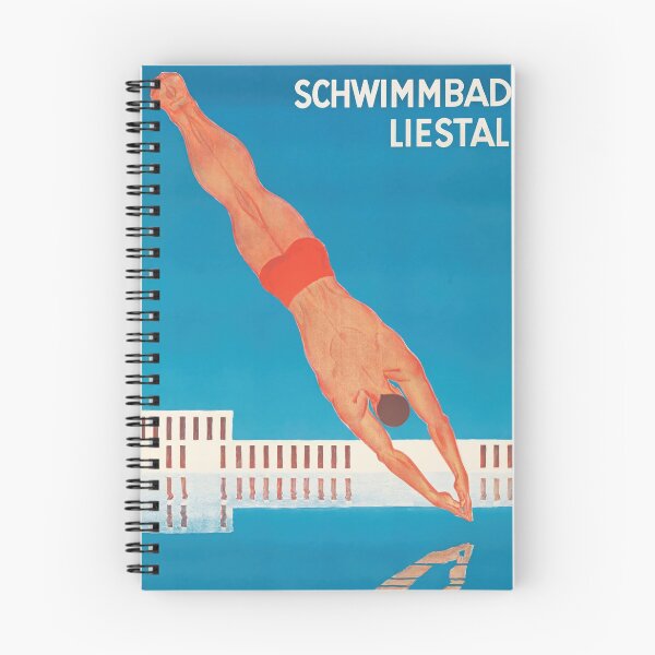 Item preview, Schwimmbad Liestal Diver Over Swimming Pool Modern Travel Poster : Vintage Diving Illustration designed and sold by artofuniverse.