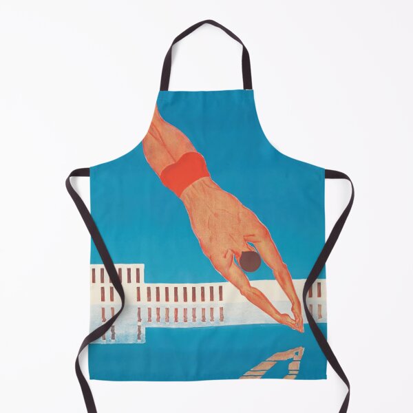 Item preview, Schwimmbad Liestal Diver Over Swimming Pool Modern Travel Poster : Vintage Diving Illustration designed and sold by artofuniverse.