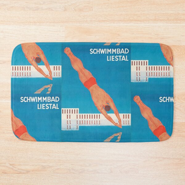 Item preview, Schwimmbad Liestal Diver Over Swimming Pool Modern Travel Poster : Vintage Diving Illustration designed and sold by artofuniverse.
