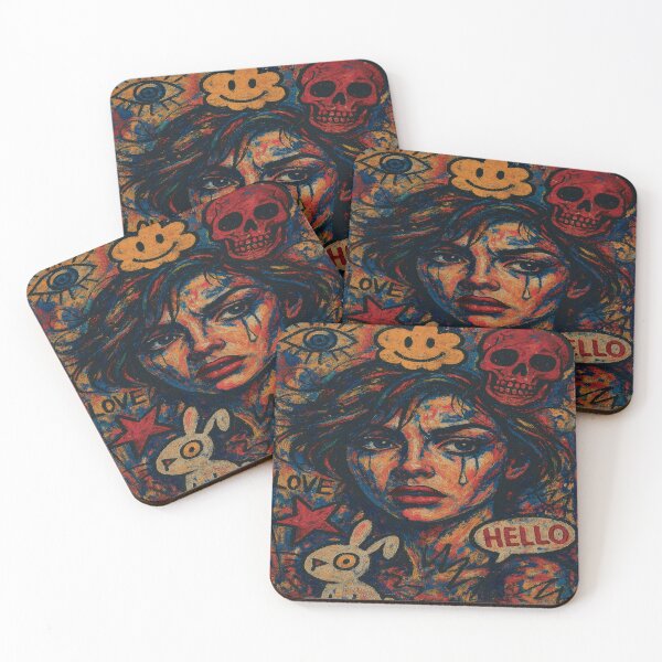 Item preview, Expressive woman in neo-pop surreal chaos designed and sold by LaraVisionsArts.