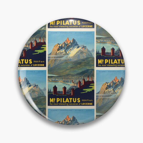 Item preview, Mt PILATUS Mountain And Lake View Historic City Travel Poster : Vintage Tourism Artwork designed and sold by artofuniverse.