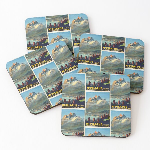 Item preview, Mt PILATUS Mountain And Lake View Historic City Travel Poster : Vintage Tourism Artwork designed and sold by artofuniverse.