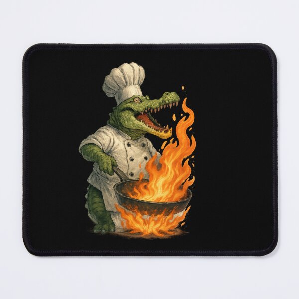 Item preview, Fiery Crocodile Chef - Funny Cooking Illustration designed and sold by MKreative Studio.