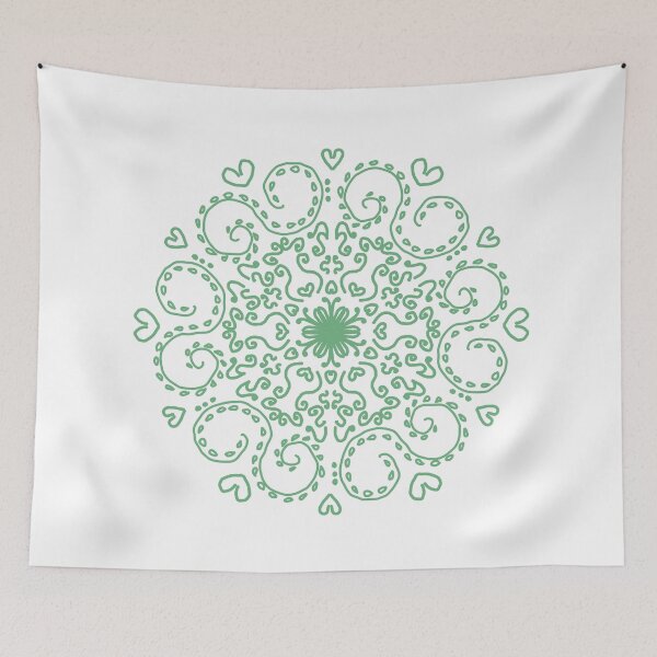 Item preview, Mint green floral traditional motif designed and sold by Whimsical-fairy.