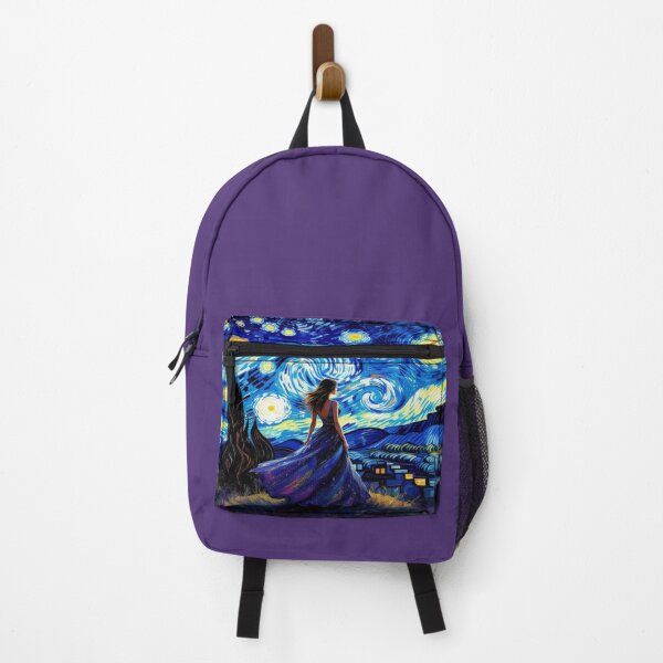 Item preview, Van Gogh inspired night sky with woman in blue dress – digital artwork from my poetic Fotoworld designed and sold by FotoworldEdel.