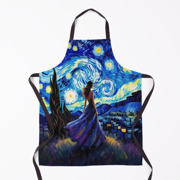 Item preview, Van Gogh inspired night sky with woman in blue dress – digital artwork from my poetic Fotoworld designed and sold by FotoworldEdel.