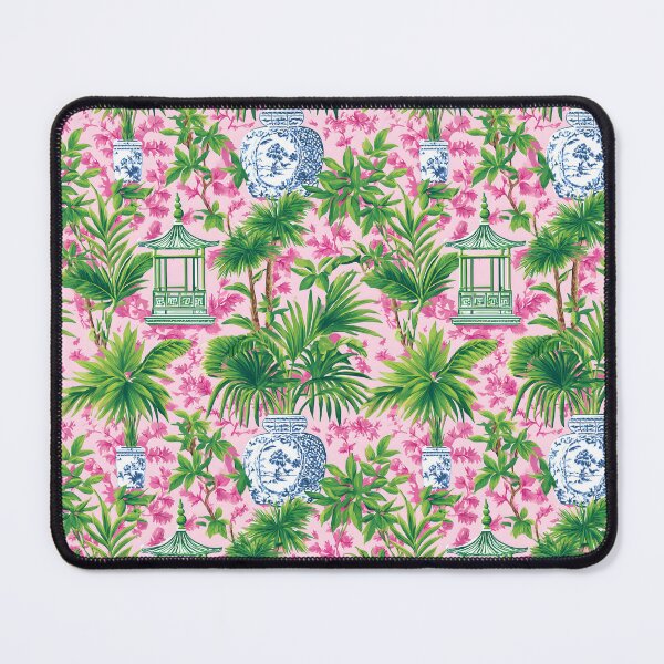 Item preview, Preppy Palm Beach chinoiserie in pink and green designed and sold by SophieClimaArt.