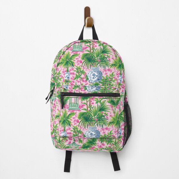 Item preview, Preppy Palm Beach chinoiserie in pink and green designed and sold by SophieClimaArt.