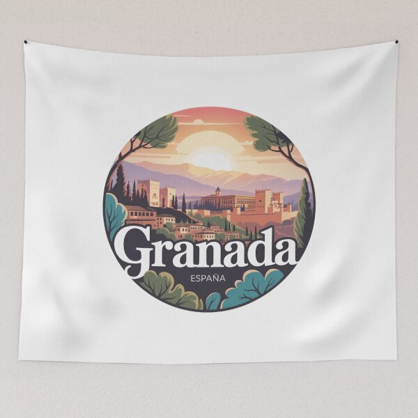 Item preview, Granada Spain Vintage - Retro Alhambra Landscape designed and sold by CircinusStore.