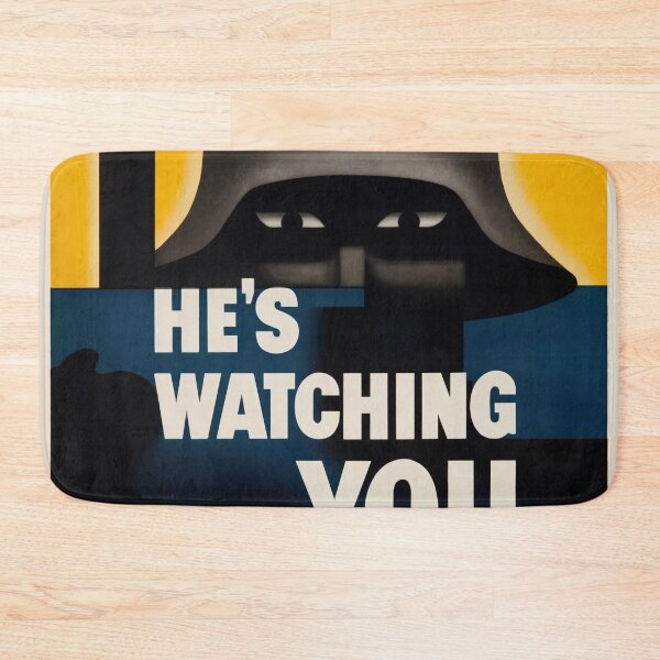 Item preview, Silhouetted Soldier Helmet Staring Eyes Advertisement Poster : Bold Wartime Illustration designed and sold by artofuniverse.
