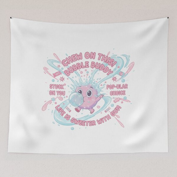 Item preview, Pink Bubblegum Buddy Cute Character Aesthetic Bubble Gum Pop Art – Stuck On You Pastel Pink designed and sold by Gurjeetpixelart.