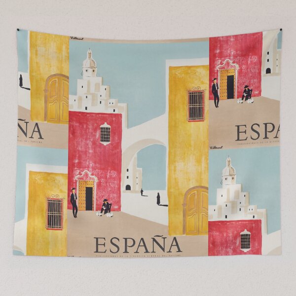 Item preview, España Colorful Spanish Street Historic Architecture Travel Poster : Vintage Art designed and sold by artofuniverse.