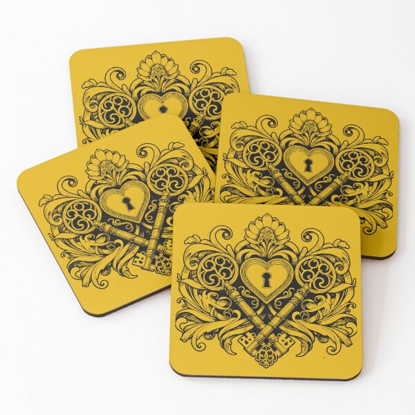 Item preview, Ornamental Baroque Heart Lock and Keys - Vintage Engraving Trust designed and sold by HappySproutArt.