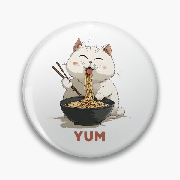 Item preview, Cute White Cat Eating Ramen Kawaii Graphic Tee designed and sold by NostalgiaPrinted.