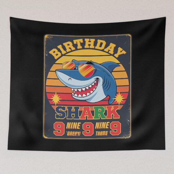 Item preview, Shark Birthday 9 Years Old 9th Birthday Boy Matching Family  designed and sold by AquaKiev.