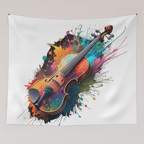 Item preview, Colourful Violin Abstract Art | Vibrant Music Illustration Design designed and sold by VividOrganica.