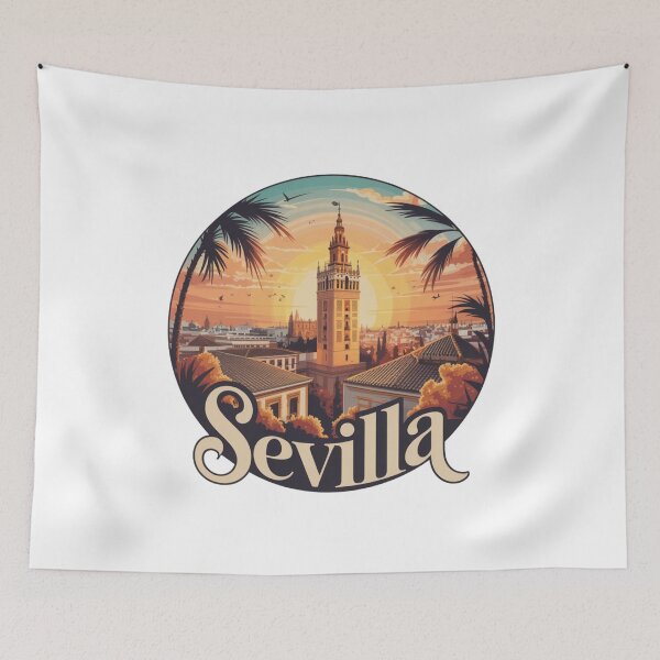 Item preview, Seville Spain Vintage Art - Giralda Tower & City Skyline designed and sold by CircinusStore.