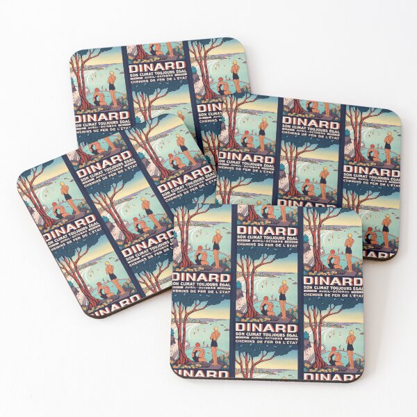 Item preview, Dinard Coastal Beach Resort Swimmers And Sailboats Travel Poster : Vintage Artwork designed and sold by artofuniverse.