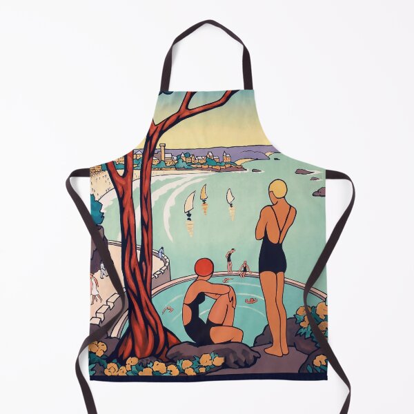 Item preview, Dinard Coastal Beach Resort Swimmers And Sailboats Travel Poster : Vintage Artwork designed and sold by artofuniverse.