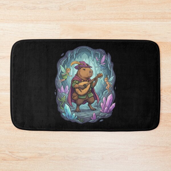 Item preview, Whimsical Capybara Bard Fantasy Cave Adventure designed and sold by k3rstman1.